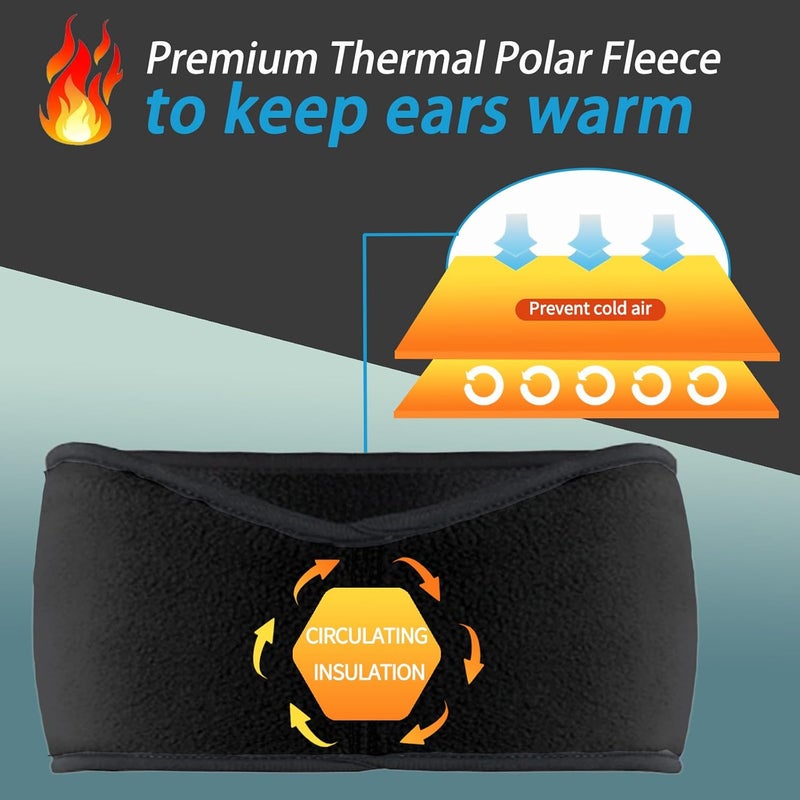 Renil Store Ear Warmers for Men and Women & Ear Warmers for Cold Weather Headband (Black, One Size) - Image 3